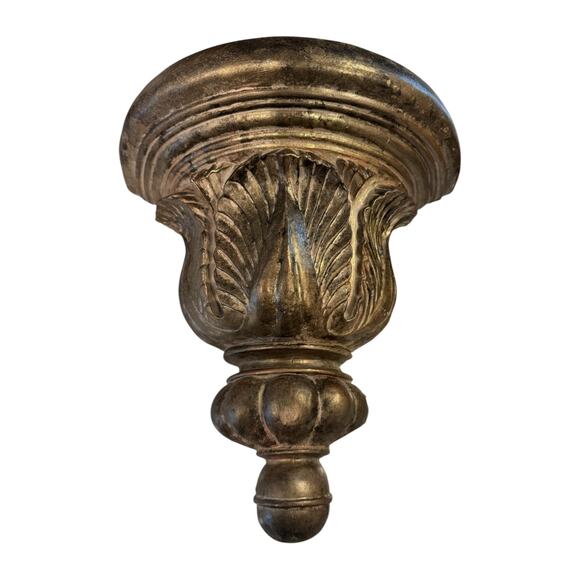 Vintage Ornate Wall Sconce Shelves Gold Corbel Pair Acanthus Leaf Wall Decor Set - Picture 3 of 6